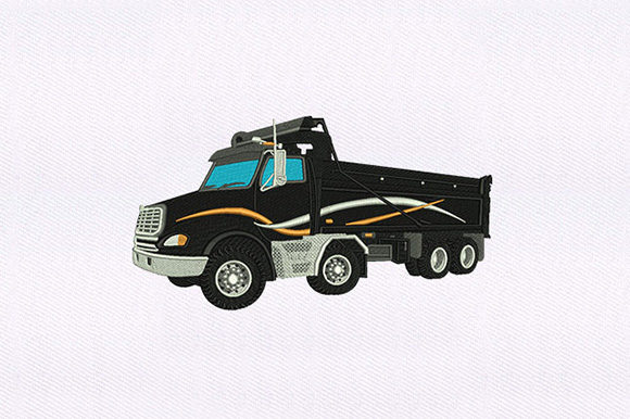 A Classic Embroidery Design: Black Freight Truck