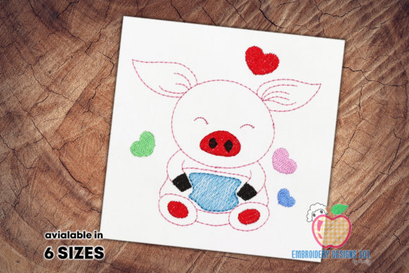 A Cozy Review of the Cute Cheerful Baby Pig Sketch Embroidery