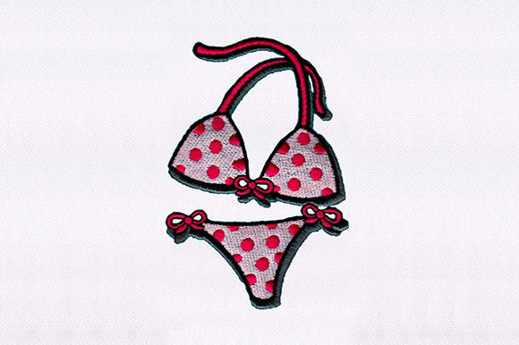 A Sweet Dot Printed Swimsuit Design for Personalized Embroidery