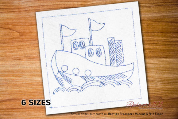 Fishing Boat Lineart for Boutique Sweatshirt Embroidery